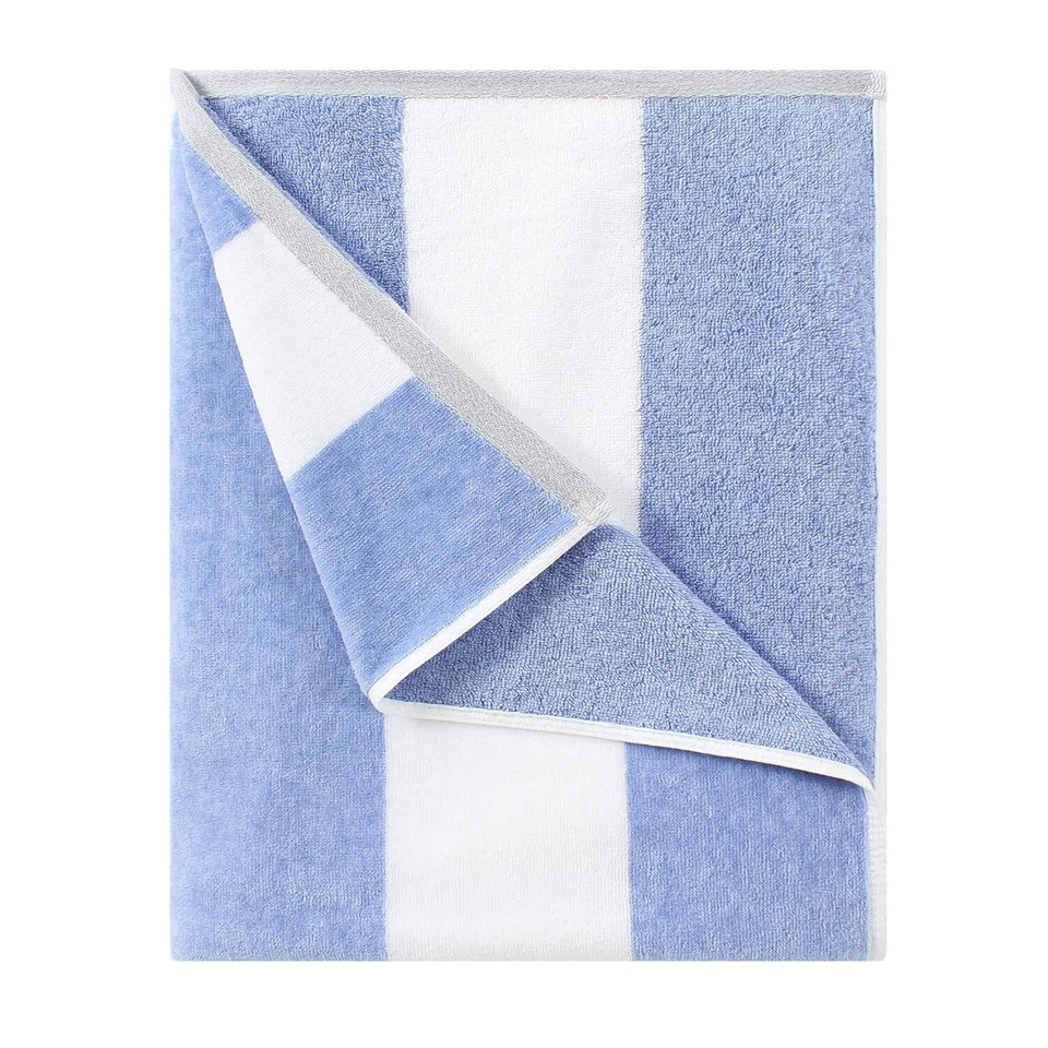 Henbay Fluffy Oversized Beach Towel - Plush Thick Large 70 X 35 Blue & White