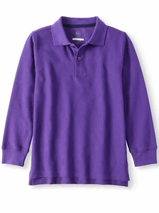 Wonder Nation Boys Purple School Uniform Long Sleeve Polo Shirt 10-12 Large - Picture 1 of 2