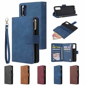 Leather Zipper Magnetic Cover For Huawei P30 40 Pro Lite Flip Wallet Card Case - Picture 1 of 16