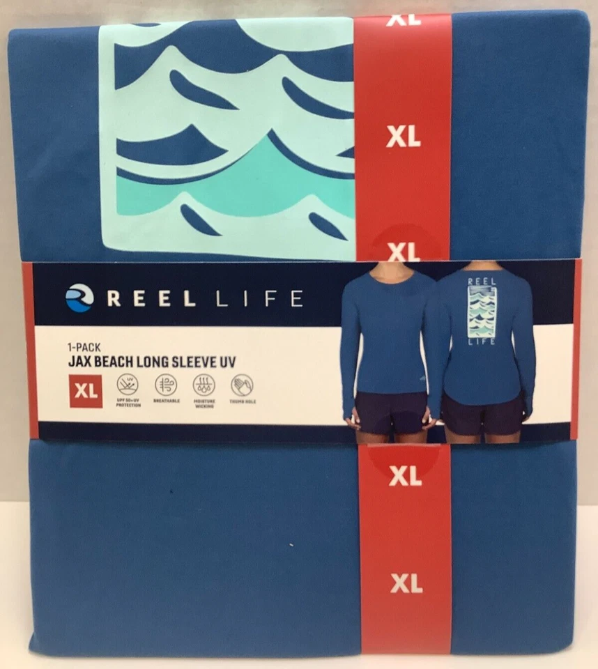 Reel Life Women's Long Sleeve Jax Beach UV Protective Shirt Dark Blue XL