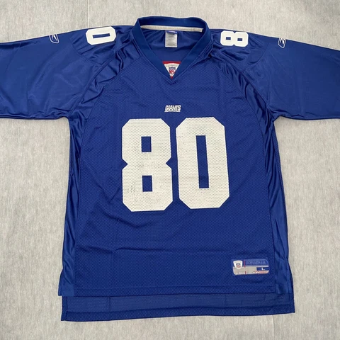 New York Giants Jersey Adult Large Blue Jeremy Shockey #80 Reebok NFL Mens L Cover
