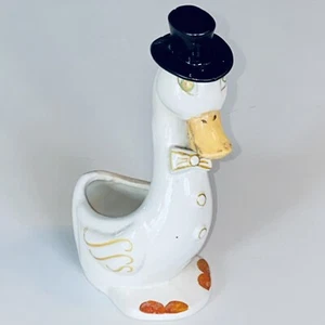 1920s Ceramic dapper duck anthropomorphic planter top hat bow tie 7” Tall - Picture 1 of 15