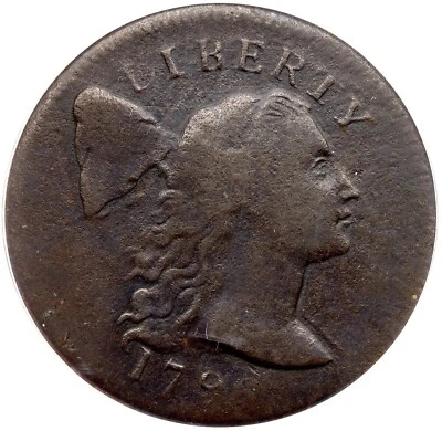 1796 S-87 R-3 ANACS F 12 Liberty Cap Large Cent Coin 1c - Image 1 of 3