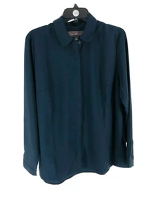 Elizabeth & Clarke Women's Stain Tech Navy Blue Button Front Shirt 14 Plus NEW - Picture 1 of 6