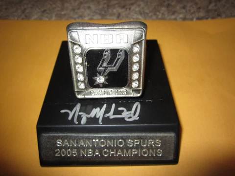Nazr Mohammed signed San Antonio Replica Paper weight Championship Ring Cover
