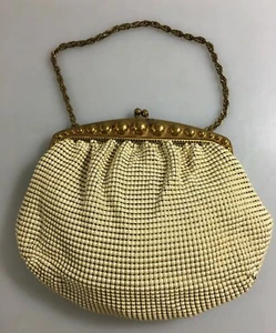 Whiting & Davis Ivory Mesh Evening Bag Purse Vintage Loose Lining - Picture 1 of 6
