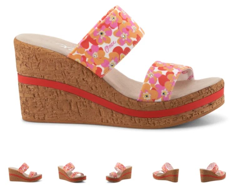 Sandália anabela Onex Anastasia rosa floral feminina tamanhos 5-11/NOVA!!! - Imagem 1 de 1