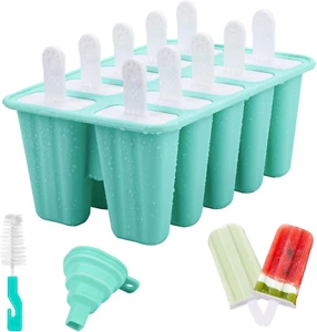 Stampi Ghiaccioli, 10 Cavità Stampo per Ghiaccioli, Stampi per Gelato in Silicon - Foto 1 di 12
