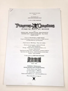 CINEMA FILM DOSSIER DE PRESSE PIRATES DES CARAIBES JUSQU'AU BOUT DU MONDE 2007 - Picture 1 of 1