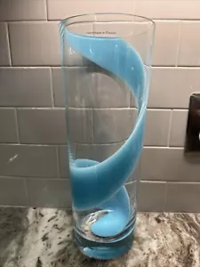 Ribbon Swirl Cylinder Glass Vase, Made in Poland 13.75” Tall, 5#’s, New w/Tag - Picture 1 of 8