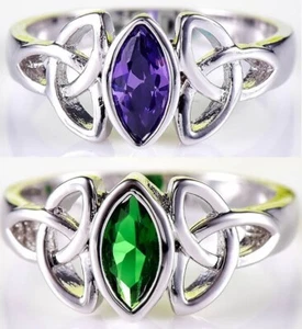 Celtic Knot Trinity White Gold Plated Ring With Zirconia Stone - UK Seller - Picture 1 of 8