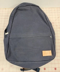 Jack + Mulligan Miller Backpack Navy Canvas Brown Leather - Picture 1 of 4