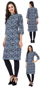Kurtis for Women Lace 42inch Blue Top Indian Kurti Tunic Kurta Shirt Dress CP152 - Picture 1 of 8