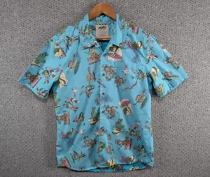 Vans Colourful Funky Cartoon Graphic Print Hawaiian Retro Button Shirt Slim L - Picture 1 of 12