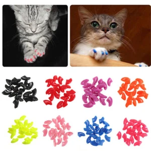 Capuchon D'ongles En Silicone Souple Pour Chat 20 Pièces Griffe De Patte De ~ - Photo 1/36