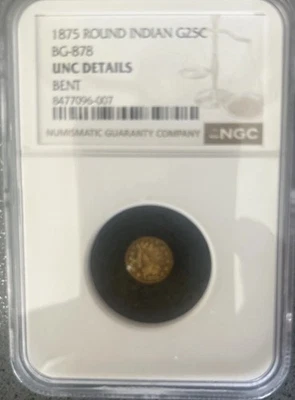 1875 C Gold Round Indian  1/4  Dollar almost uncirculated Details BG-878 NGC AU - Image 1 of 4