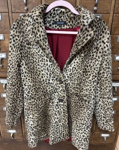 Vintage Karen Kane Jacke Medium Cheeta Prink rot gefüttert Taschen Kunstfell weich - Bild 1 von 8