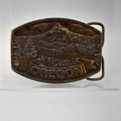State of Oregon Lost Lake Mt. Hood View 1977 Belt Buckle by Bergamot Brass Works - Image 1 of 4
