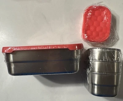 午餐盒 6 不锈钢容器带硅胶盖。  3 种尺寸。 — 第 1/4 张图片