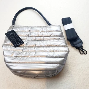 THINK ROYLN "U" Umhängetasche Messenger silber gesteppt bauschig mit extra Riemen - Bild 1 von 15