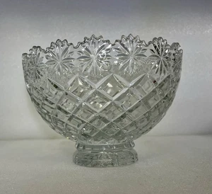 American Brilliant Daisy Checkered Heavy Bowl With Sawtooth Edge Cut Glass - Picture 1 of 6