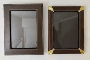 2 Vintage Kunstleder Bilder Bilderrahmen 5x7 rustikale Deko - Bild 1 von 13