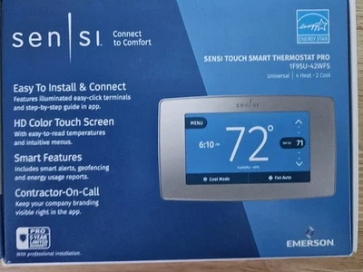 Emerson Sensi Smart Touch Wi-Fi Pgm Thermostat SILVER 1F95U-42WFS New Unopened - Image 1 of 4