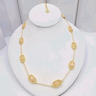 Ожерелье Kendra Scott золотистое персиковое обнаженное овальная станция многослойная цепочка 22 дюйма - Изображение 1 из 4