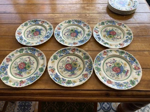 Vintage 1940er Mason's 8,5 in Strathmore Blumenmuster Salat Vorspeisen Teller x 6 - Bild 1 von 9
