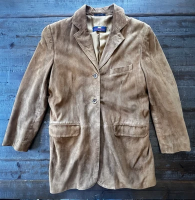 Jaqueta Blazer Camurça Vintage Marrom Couro Macio Studio Milano 40R Fabricada na Itália - Imagem 1 de 4