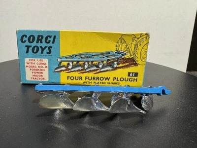 Corgi 61 Furchenpflug mit versilberten Scharen im Originalkarton, Unbespielt - Bild 1 von 4