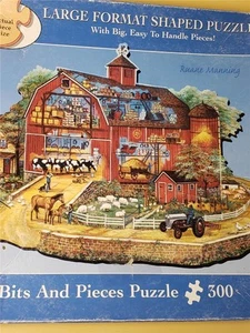 BITS AND PIECES Die rote Scheune Form Bauernhof Tiere Pferde 300 lg PC Puzzle - Bild 1 von 7