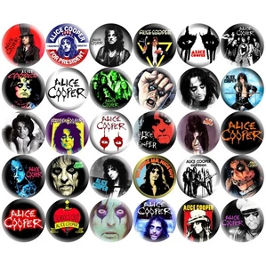 Alice Cooper 2.25" Pinback Buttons 70s 80s Rock Heavy Metal Hard Rock 30 Pin Set - Picture 1 of 4