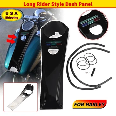 Black Front Long Rider Dash Panel For Harley Dyna Wide Glide FXDWG Softail FXST Foto 1 de 4