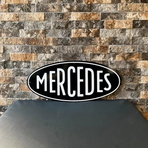1909 Mercedes-Benz Oval Emblem – First Official Logo Metal Sign  (20x45 cm) - Picture 1 of 9