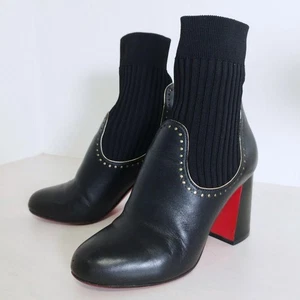 Christian Louboutin Short Boots Shoes EU36 US6 Leather Black Authentic by JAPAN - Picture 1 of 24