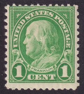 US 632 1c yl.grn. FRANKLIN ISSUE FROM 1927 MINT NH DISTURBED GUM ROTARY 1P13 - Picture 1 of 2