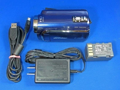 JVC Everio GZ-HD300 HD Hard Disk Camcorder Royal Blue 2009 Made in Japan - Image 1 of 4