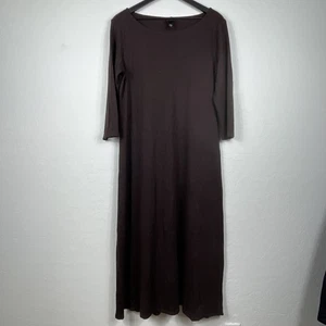 Maxi Vestido Eileen Fisher Mediano Marrón Manga 3/4 Lana Minimalista Pullover - Imagen 1 de 5