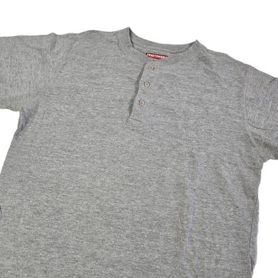 Camisa Artesana Para Hombres Gris Mediana Manga Corta Estilo Henley Camiseta Trabajo Algodón Foto 1 de 4