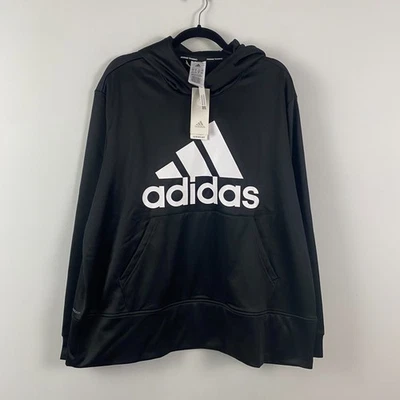 Adidas Hoodie Womens 2X BLack Logo Pullover Pockets Aeroready - Image 1 of 4