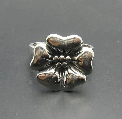 Stylish Genuine Sterling Silver Ring Flower Solid 925 Perfect Quality Handmade - Image 1 of 3