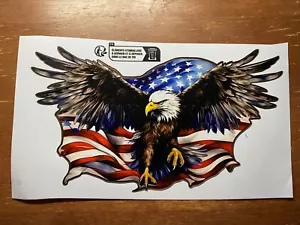 Vinyl Car Decal Bald Eagle American Flag Waterproof Window Sticker 8"x5" Decal - Picture 1 of 3