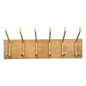 MCM Modernist LOUMAC SUPPLY NYC Wood Coat Rack Metal Hooks 24” X 6” - Picture 1 of 12
