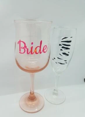 Decal Label for Wedding Party champagne flutes glasses/wine glasses Stickers  - Image 1 of 4