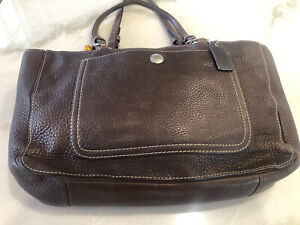 Coach Chelsea Handbag Pebble Brown Leather Tote Double Handles Lots Of Storage
