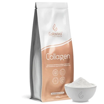 100% reines bioaktives Kollagen-Hydrolysat Pulver 500g von Collaviva