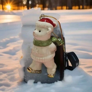 NIB LENOX vintage 3.25" porcelain Skating Polar Bear Christmas ornament Figurine - Picture 1 of 13