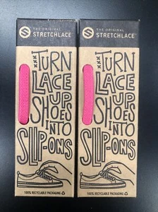 2 Pack The Original Stretchlace - Flat Neon Pink Elastic Shoe Laces 30" NEW - Picture 1 of 4