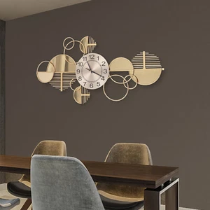 Large Luxury Gold Wall Clock Nordic Style Metal Clocks Home Living Room Decor US - Picture 1 of 6